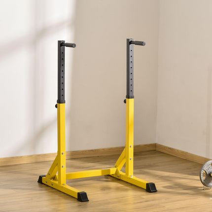 Adjustable Dip Station Pull Up Chin Up Parallel Bars Power Tower Home Gym - Yellow Black