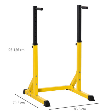 Adjustable Dip Station Pull Up Chin Up Parallel Bars Power Tower Home Gym - Yellow Black