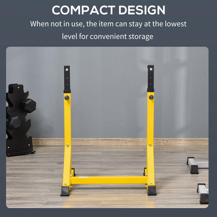 Adjustable Dip Station Pull Up Chin Up Parallel Bars Power Tower Home Gym - Yellow Black