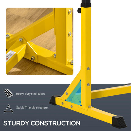 Adjustable Dip Station Pull Up Chin Up Parallel Bars Power Tower Home Gym - Yellow Black