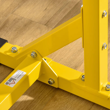 Adjustable Dip Station Pull Up Chin Up Parallel Bars Power Tower Home Gym - Yellow Black