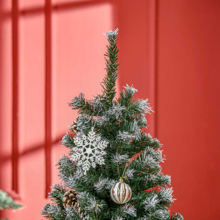 5FT Artificial Christmas Tree with Pine Cones and Snow-Flocked Branches - Green