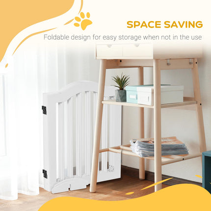 Foldable Wooden Dog Gate Small Freestanding Pet Safety Barrier with Support Feet - White
