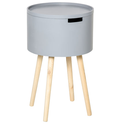 Modern Side Table with Hidden Storage Space, Round Night Stand with Removable