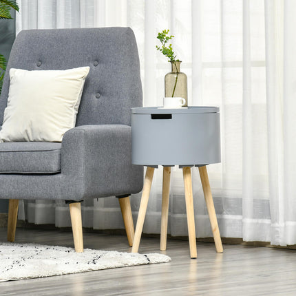 Modern Side Table with Hidden Storage Space, Round Night Stand with Removable