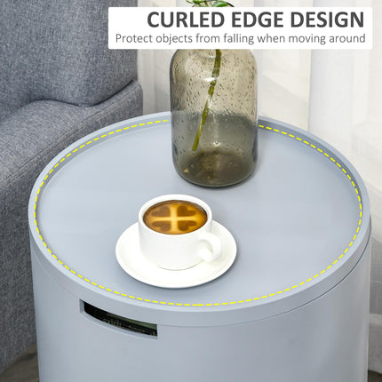 Modern Side Table with Hidden Storage Space, Round Night Stand with Removable