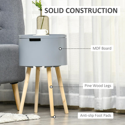 Modern Side Table with Hidden Storage Space, Round Night Stand with Removable