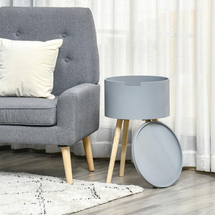 Modern Side Table with Hidden Storage Space, Round Night Stand with Removable