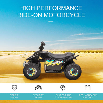 6V Kids Electric Ride-On ATV Quad Bike with Forward Reverse for Toddlers 18-36 Months - Black
