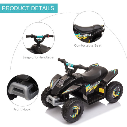 6V Kids Electric Ride-On ATV Quad Bike with Forward Reverse for Toddlers 18-36 Months - Black