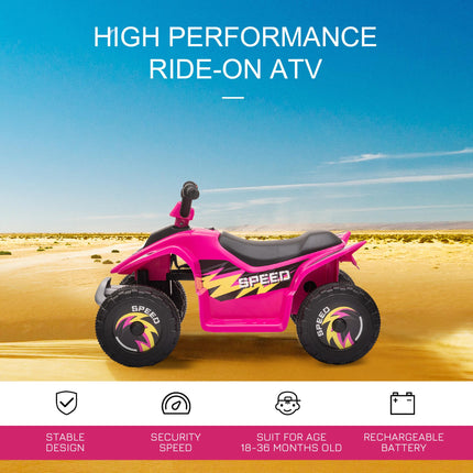 6V Kids Electric Ride-On ATV Quad Bike with Forward Reverse for Toddlers 18-36 Months - Pink