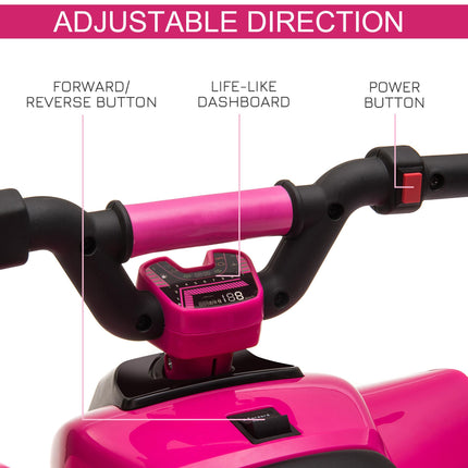 6V Kids Electric Ride-On ATV Quad Bike with Forward Reverse for Toddlers 18-36 Months - Pink