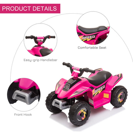 6V Kids Electric Ride-On ATV Quad Bike with Forward Reverse for Toddlers 18-36 Months - Pink