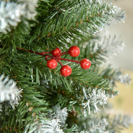 5FT Pencil Christmas Tree with Red Berries and Pinecones Indoor Holiday Decoration - Green