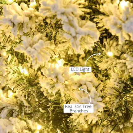 4ft Prelit Snow Flocked Artificial Christmas Tree with Warm White LED Lights - Green White
