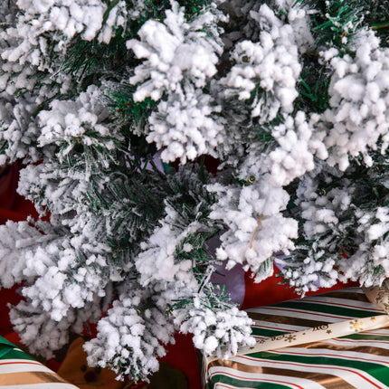 4ft Prelit Snow Flocked Artificial Christmas Tree with Warm White LED Lights - Green White