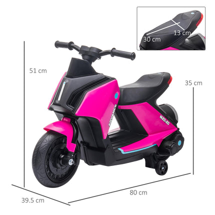 6V Kids Electric Motorbike Ride-On Toy with Music, Headlights & Training Wheels for Ages 2-4 - Pink