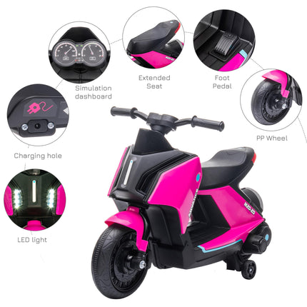 6V Kids Electric Motorbike Ride-On Toy with Music, Headlights & Training Wheels for Ages 2-4 - Pink