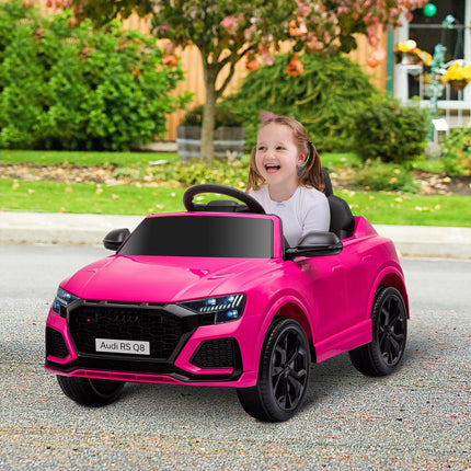Compatible 6V Kids Electric Ride-On Audi RS Q8 Car with Remote, Music, Lights, USB, Bluetooth - Pink