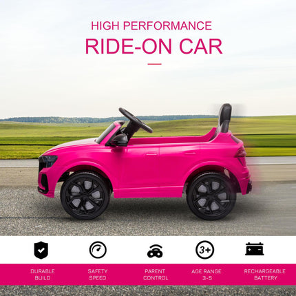 Compatible 6V Kids Electric Ride-On Audi RS Q8 Car with Remote, Music, Lights, USB, Bluetooth - Pink
