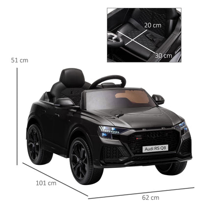 Audi RS Q8 Licensed 6V Ride-On Electric Car with Parental Remote, Music & Lights - Black