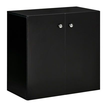 Freestanding Storage Cabinet with Two Shelves Sideboard Kitchen Cupboard - Black