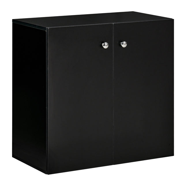 Freestanding Storage Cabinet with Two Shelves Sideboard Kitchen Cupboard - Black