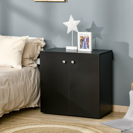 Freestanding Storage Cabinet with Two Shelves Sideboard Kitchen Cupboard - Black