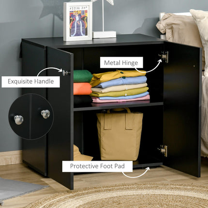 Freestanding Storage Cabinet with Two Shelves Sideboard Kitchen Cupboard - Black