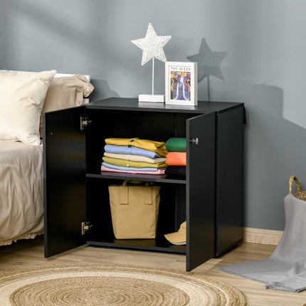 Freestanding Storage Cabinet with Two Shelves Sideboard Kitchen Cupboard - Black