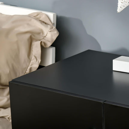 Freestanding Storage Cabinet with Two Shelves Sideboard Kitchen Cupboard - Black