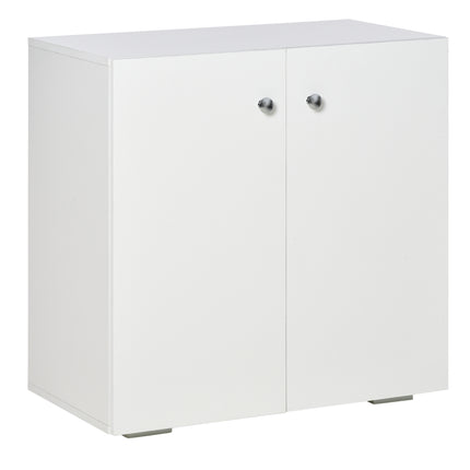 Storage Cabinet with 2 Shelves and Doors, Freestanding Wooden Sideboard for Kitchen, Living Room, Hallway - White