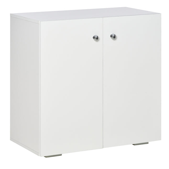 Storage Cabinet with 2 Shelves and Doors, Freestanding Wooden Sideboard for Kitchen, Living Room, Hallway - White