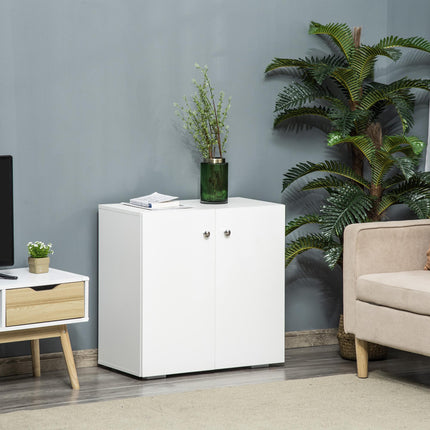 Storage Cabinet with 2 Shelves and Doors, Freestanding Wooden Sideboard for Kitchen, Living Room, Hallway - White