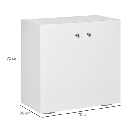 Storage Cabinet with 2 Shelves and Doors, Freestanding Wooden Sideboard for Kitchen, Living Room, Hallway - White