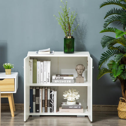 Storage Cabinet with 2 Shelves and Doors, Freestanding Wooden Sideboard for Kitchen, Living Room, Hallway - White