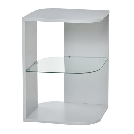 Modern Side Table Three Layer Bedside Table Nightstand with 2 Storage Shelves, F