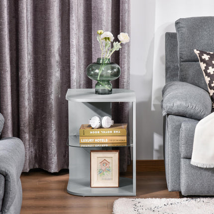 Modern Side Table Three Layer Bedside Table Nightstand with 2 Storage Shelves, F