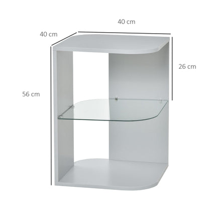 Modern Side Table Three Layer Bedside Table Nightstand with 2 Storage Shelves, F