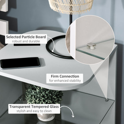 Modern Side Table Three Layer Bedside Table Nightstand with 2 Storage Shelves, F