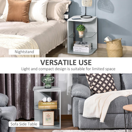 Modern Side Table Three Layer Bedside Table Nightstand with 2 Storage Shelves, F