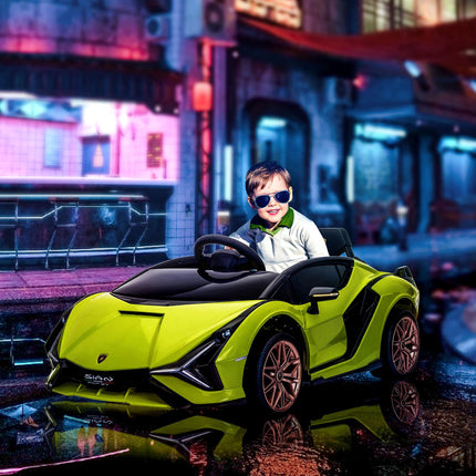 Lamborghini SIAN Kids Electric Ride-On Car 12V with Remote Control, Lights & MP3 for Ages 3-5 - Green