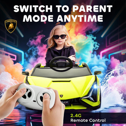 Lamborghini SIAN Kids Electric Ride-On Car 12V with Remote Control, Lights & MP3 for Ages 3-5 - Green