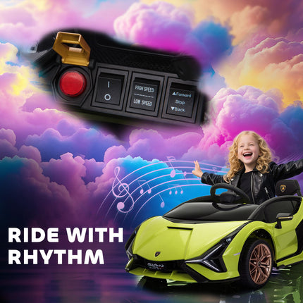Lamborghini SIAN Kids Electric Ride-On Car 12V with Remote Control, Lights & MP3 for Ages 3-5 - Green
