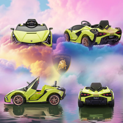 Lamborghini SIAN Kids Electric Ride-On Car 12V with Remote Control, Lights & MP3 for Ages 3-5 - Green