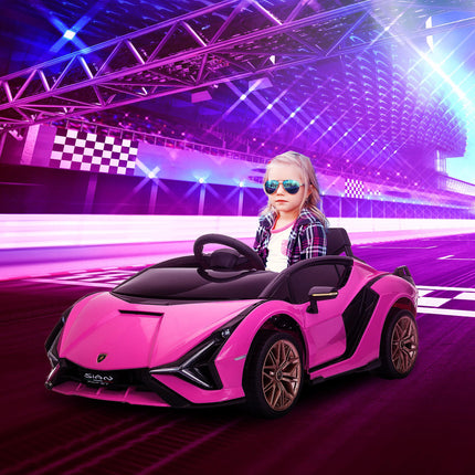 Compatible 12V Kids Electric Ride On Lamborghini SIAN Car with Remote Control, Lights & MP3 - Pink