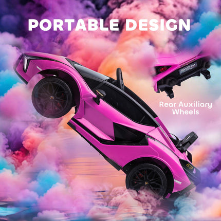 Compatible 12V Kids Electric Ride On Lamborghini SIAN Car with Remote Control, Lights & MP3 - Pink