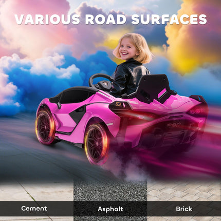 Compatible 12V Kids Electric Ride On Lamborghini SIAN Car with Remote Control, Lights & MP3 - Pink