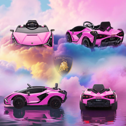 Compatible 12V Kids Electric Ride On Lamborghini SIAN Car with Remote Control, Lights & MP3 - Pink