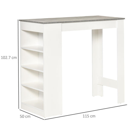 Bar Table with 4-Tier Storage Shelf for Kitchen & Dining - Grey